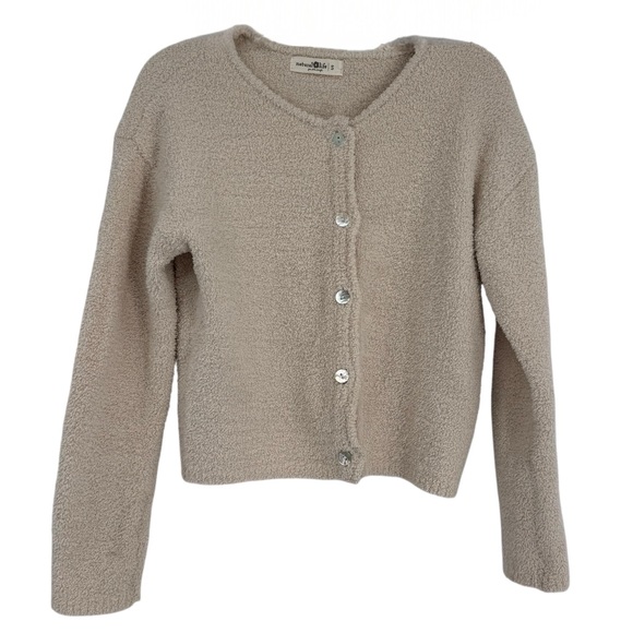 Natural Life Cardigan Sweater Size Small Cream Fuzzy Button Up Cottagecore - Picture 1 of 7